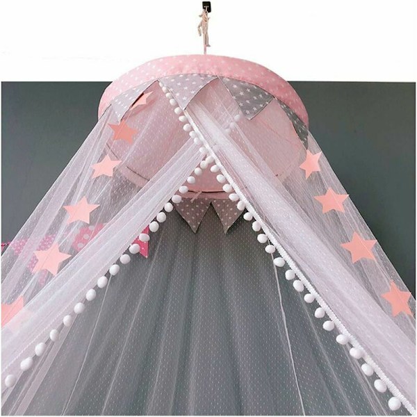 LaBlanc Myggenet, Seng Himme Myggenet Gardin til Baby Barn med Lysende Stjerner Seng Himme Net, Prinsesse Sengtelt Dekoration - Pink
