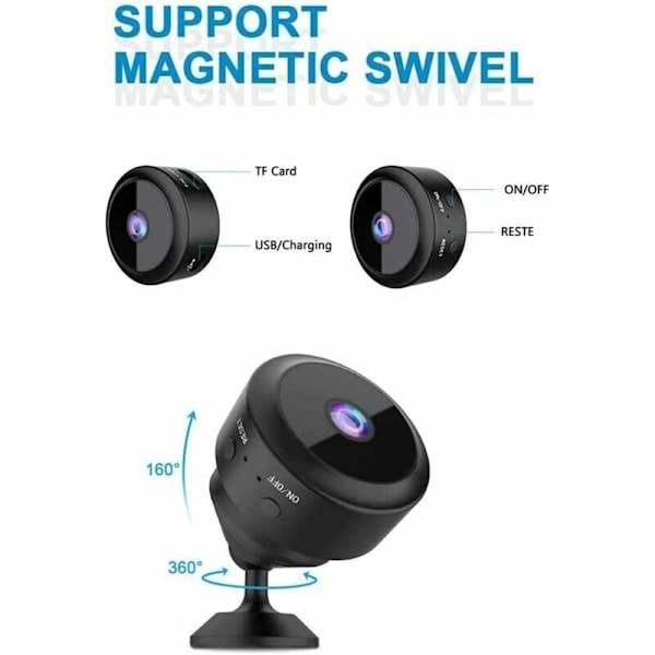 Mini dold spionkamera-inspelare, Full HD 1080P WiFi trådlös spionkamera nattseende rörelsedetektering mikrokamera, inomhus/utomhus