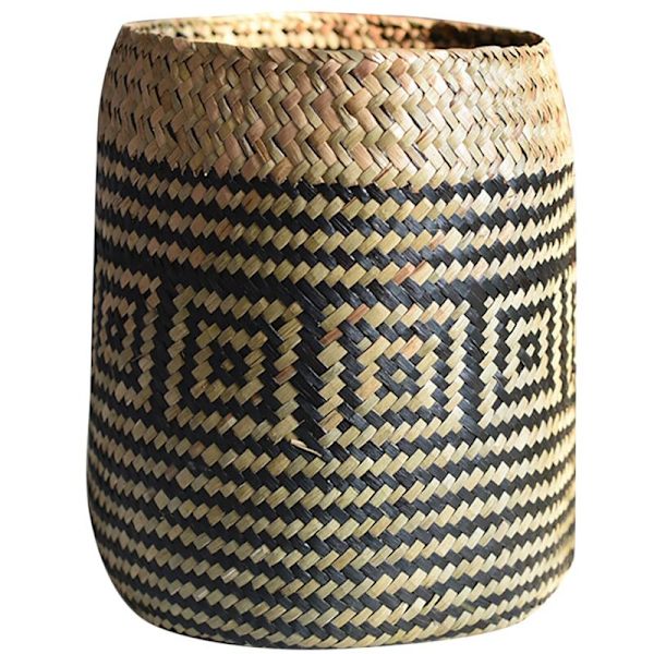 Luonnollinen punottu yrttikasvikor, luova boho-maljakko kuivattu ohramaljakko kukka-astia kodinsisustukseen, yksi (L)
