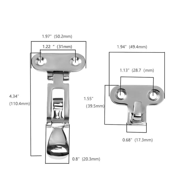 Marine Grade Båtdørluke Anti-Rattle Låser, Strammelåser, Solid Konstruksjon, Låsbar, (2 Stykker)