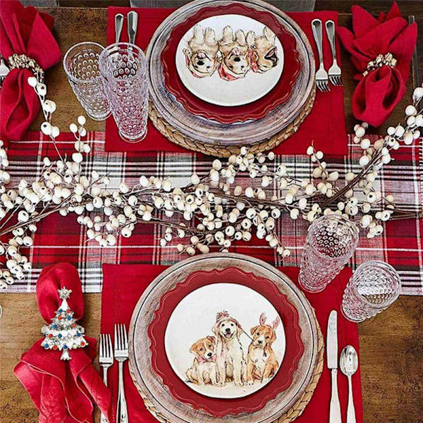 Set med 24 julgranservettringar, för bröllop, Thanksgiving, familjesammankomster, födelsedagsfest (silver)
