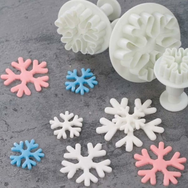 Snöflinga kakmodellering verktyg plast kakformar vita snöflinga kakformar snöflingor jul tårta dekorera bakning klistra in stämplar modellering