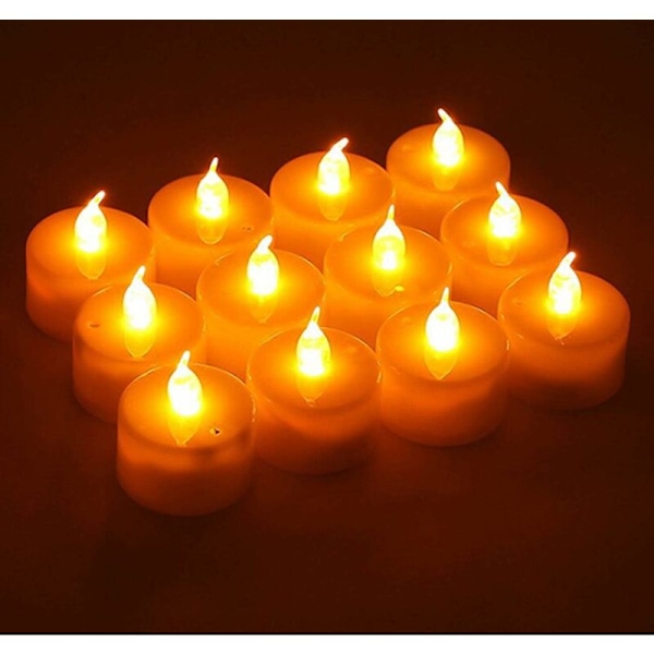 Flammeløse Lys Teelys med CR2032 Batterier, Flammeløse LED Teelys Blinkende Lys med Varmt Hvidt Glimmer Effekt (48 STK)