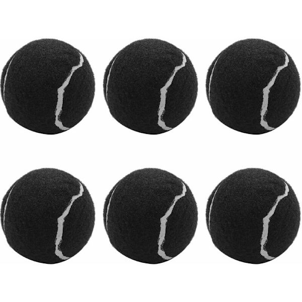 6 stycken serie/pack tennisbollar slitstarka elastiska träningsbollar 66 mm damer nybörjare tränings tennisboll, svart