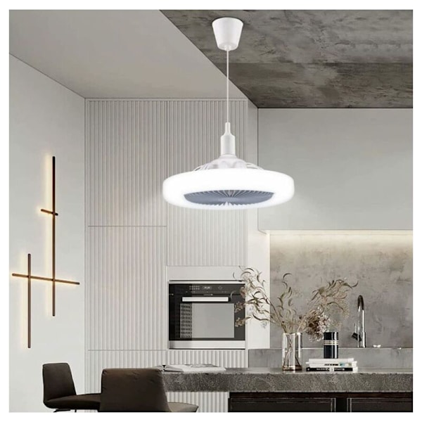 Takfläkt med lampa, E27 30W Liten Tyst Takfläkt, Dimbar LED Taklampa för Sovrum Kök Kontor