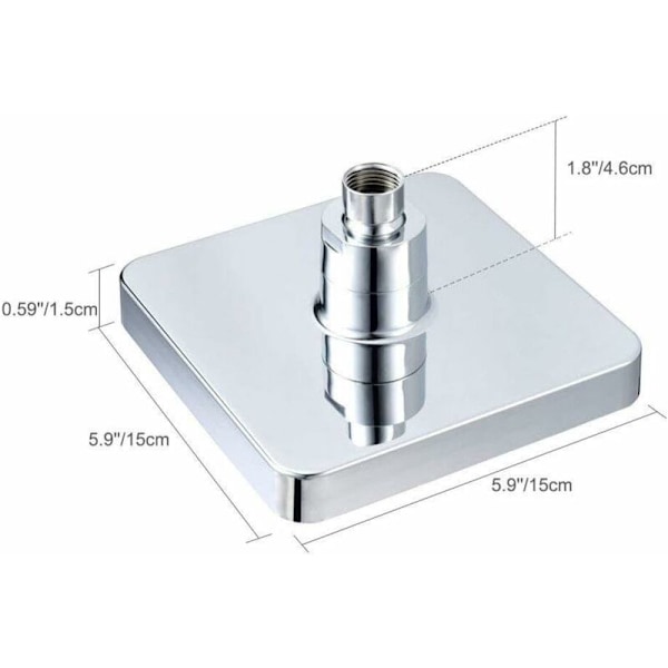 Kvadratisk LED-dusjhode, 6 tommers LED-dusj med tre farger, 3 fargeskiftende temperaturkontroll drevet av vannstrøm, ABS kromfinish med 6 stk LED-er