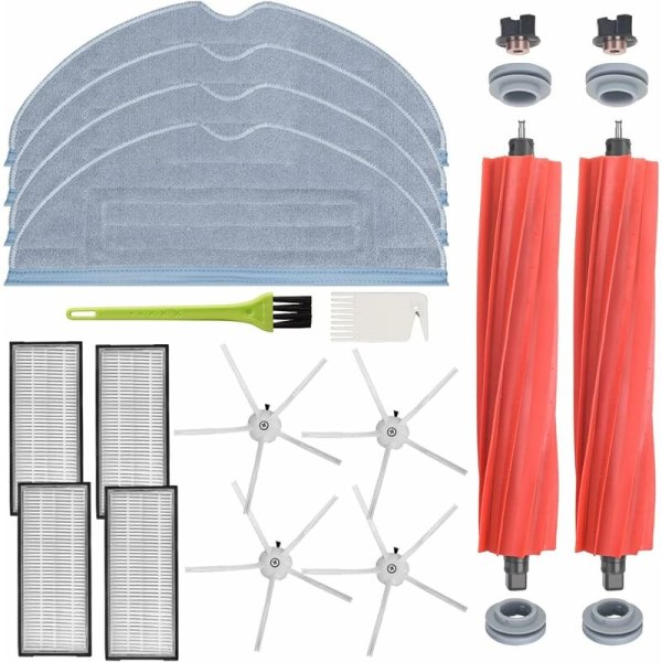 Tilbehør til Roborock S7 MaxV Ultra / S7 MaxV / S7 Plus / S7 Max / S7 / S7 Pro Ultra Robot (4 Mop + 2 Hovedbørster + 4 Sidebørster + 4 Filter +