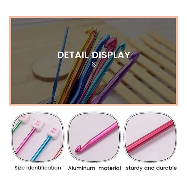 Set med aluminiumtunisiska afghanska virknålar 2-8mm, plastkablade sticknålar 3,5-12mm