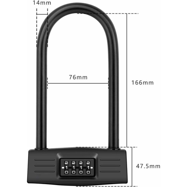 U Bike Lock, Bike Lock, Bike Padlock, Heavy Duty Scooter Combination Motorcycles Password Lock Door Lock for Anti-Theft