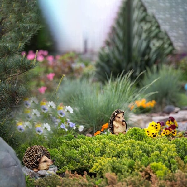 Presentbutik Mini Igelkott Figur Staty Trädgårdssats med 3 Resinfigurer Gräsmatta Miniatyr Mikrolandskap Djur Utomhus Patio Yard Small Dec