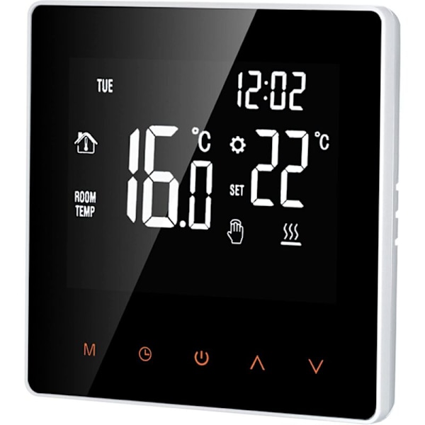 16A Digital Termostat, LCD-Skärm, Pekskärm, Programmerbar, för Hem, Skola, Kontor, Hotell, Vit
