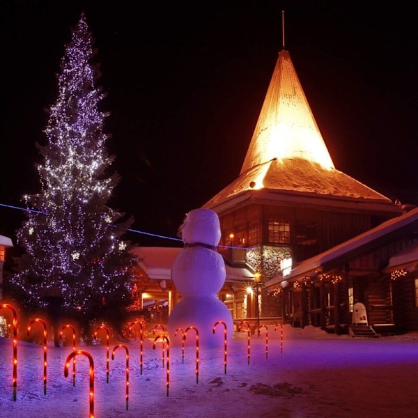 Julepynt Utendørs Lys, Pakke med 10 LED Hage Lys i Form av en Sukkerstang Julepynt Stilys, Utendørs Lys Godteri