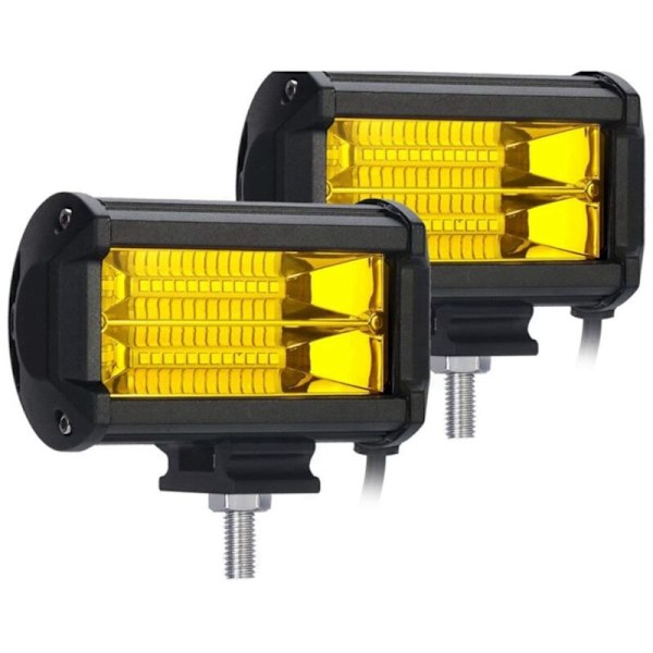 2x 5 tommers 72W LED vanntette arbeidslys for terrengkjøretøy, tåkelys, gule lamper for lastebiler, ATV, UTV, båt, golfbil