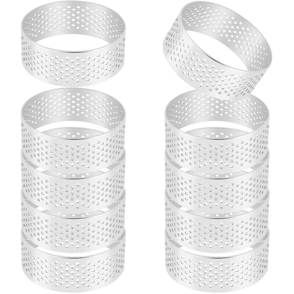10 stk. 5 cm rustfrit stålkage mousse ringe, varmebestandige perforerede kagemousse ringe, runde ringe bage donut værktøjer