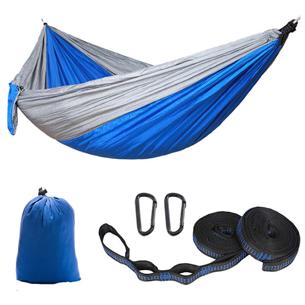 Ultrakevyt matkustus- ja leirintäriippukeinu 200 kg:n kantavuudella (270 x 140 cm), hengittävä, nopeasti kuivuva laskuvarjoharso, 2 x premium-karabiinia, 2 x nylon-sling