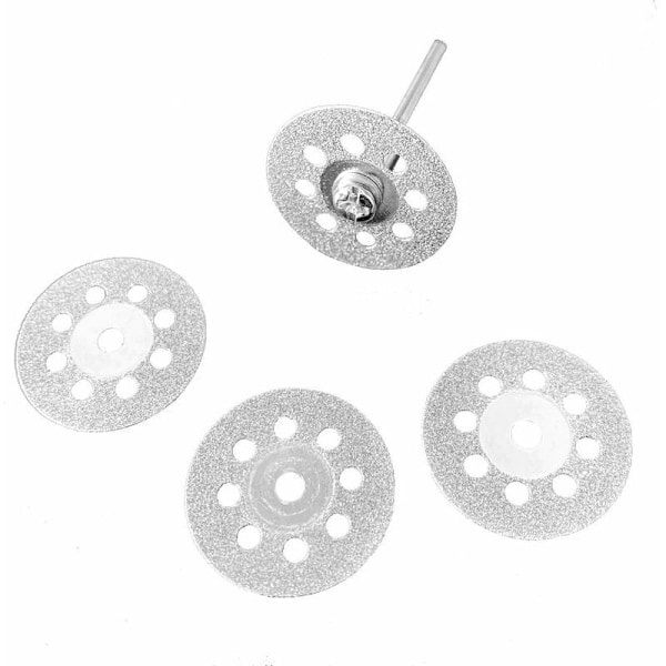 Diamant Skæreskive, 20 stk. 22 mm Diamant Mini Skæreskiver med 4 stk. Mandrelskafter til Rotationsværktøjer Glas Ædelstene Skæreskiver