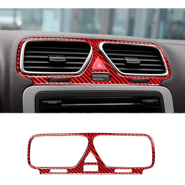 Kulfiber Central Vent Cover Trim til Scirocco 2009 2010 2011 2012 2013 2014 2015 2016 (Rød)