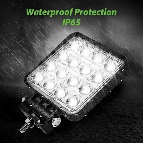 Kvadratisk LED arbeidslys 12-24V 48W 6500K IP67 LED arbeidslampe Rampe frontlys Lang rekkevidde Spot arbeidslys for lastebil traktor terrengbil Offroad SUV tåkelys