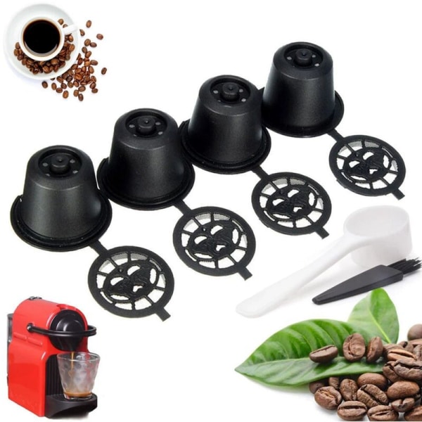 Gjenbrukbare Nespresso Kaffe Kapsler Kopp Svart Påfyllbar Kaffe Kapsel Fylling Filter Kaffe Elementer-Svart
