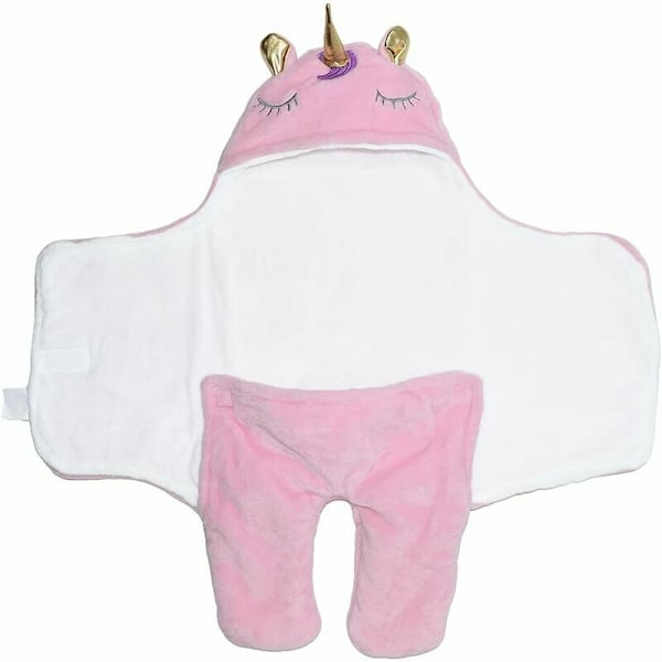 Baby Unicorn Filt Baby Sovsäck Swaddling Födelse Flicka Pojke Tjock Wrap Filt med Huva Varm Korall Sammet Baby Nest Nyfödd Sovsäck Separa