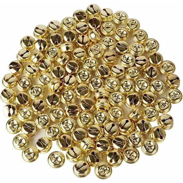 100 st 18 mm små pingelklockor gyllene metall pingelklocka tillbehör för smyckestillverkning hänge juldekoration DIY-hantverk