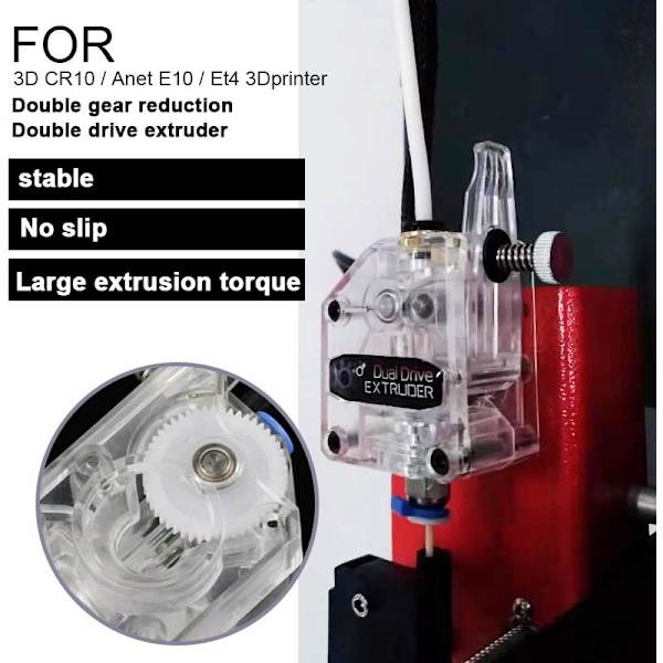 Dobbelt Driv Ekstrudersett Girreduksjon for CR10 / Anet E10 Et4 3D-skriver Reservedeler
