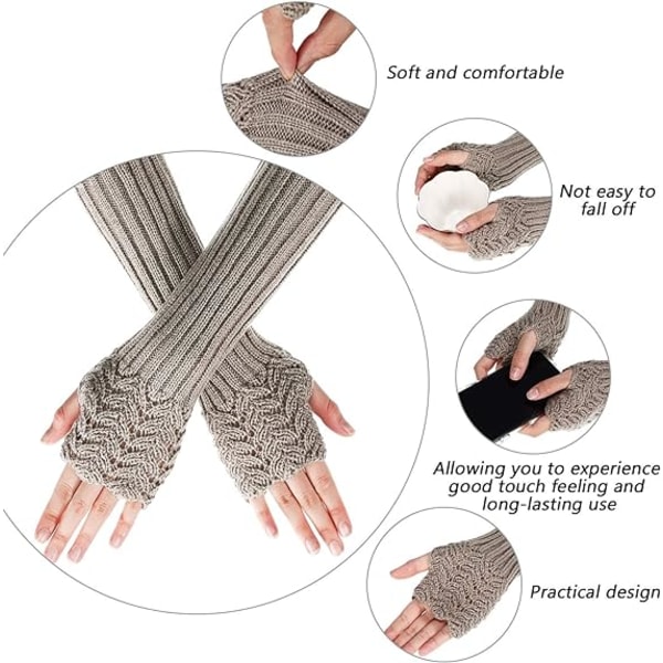 2 par vintervarme strikkede termiske handsker med lange arme Skaladesign strikkede termiske handsker med tommelfingerhul