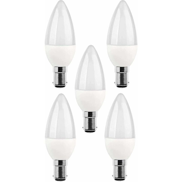 5-pack B15 LED-lampor, 5 W glödlampa, 220V 270 lm, dagsljus 3000 K, B15 bajonettbaslampa, [energiklass A+].