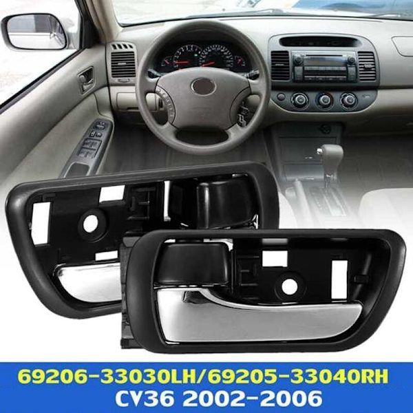 2X Auton sisäoven sisäkahva Sisäkahvan nuppi Kromi Toyota Camry CV36 2002-2006 69206-33030LH 69205-33040RH