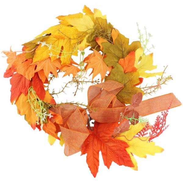 Kunstig plantefarve ahornblad rattan krans dørvindue ornamenter havefest efterårsdekoration 60X30Cm