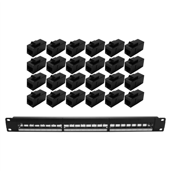 19 tommers 1U rack kabinett crossover 24 porter CAT6 RJ45 patch panel kabeladapter Keystone modulær ramme