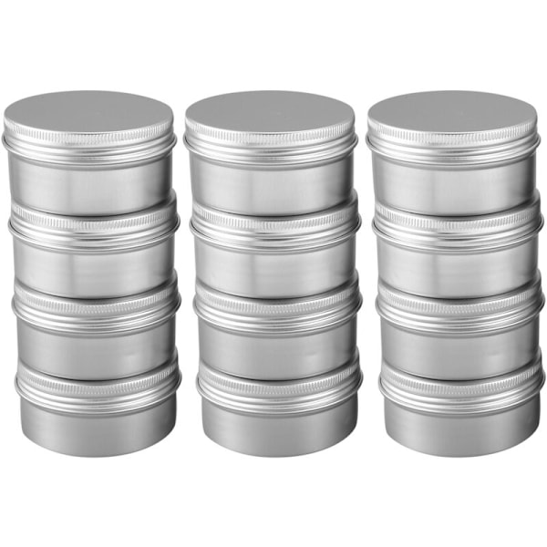 12-pack 80 ml burkar behållare aluminium teburk rund metall läppbalsam förvaringsburk burkbehållare med läppskruvlock