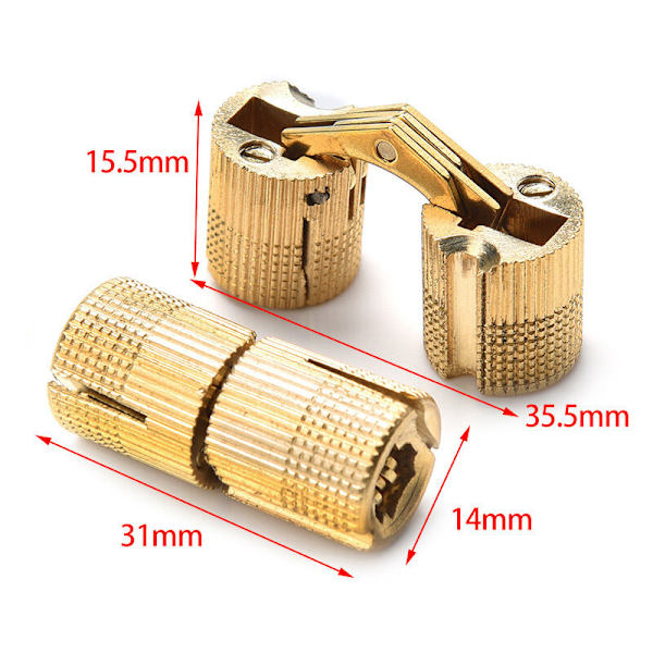 10 kpl Messinki Sylinterisaranat, Piilotetut Näkymätön Tynnyrisaranat DIY Puuovi Kaappi Caravan, 14 mm