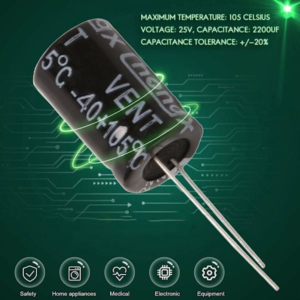 20 kpl 13x21mm 2200uF 25V säteittäiset alumiinielektrolyyttikondensaattorit