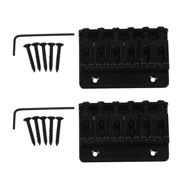 2x 6-strängad Fast Hardtail Gitarrbro Svart för Strat