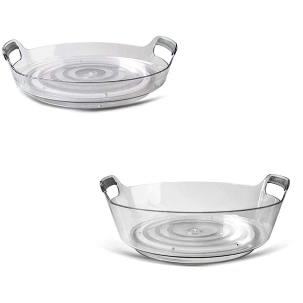 Lazy Susan køkkenarrangør med håndtag, 2 stk. Anti-slip roterende organisationer til S og L krydderihylder
