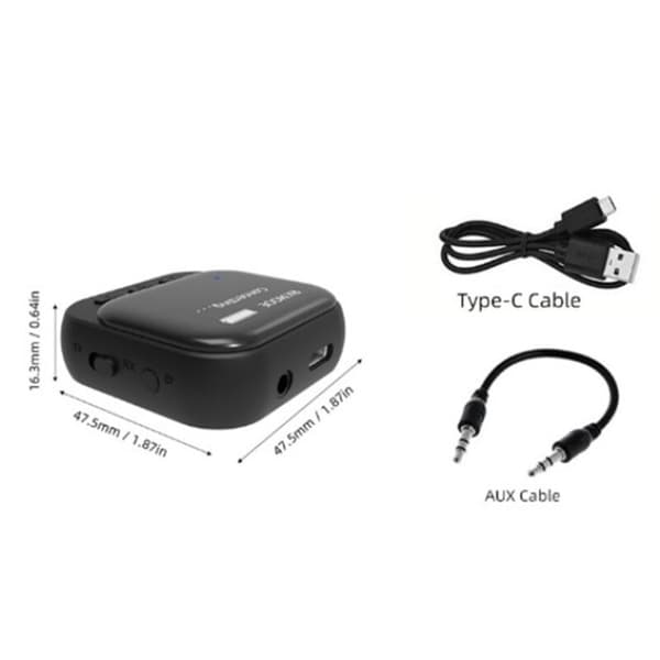 Bluetooth 5.2 skærm Bluetooth-modtager 2 i 1 Bluetooth-sendermodtager bærbar 3,5 mm bil Bluetooth-modtager