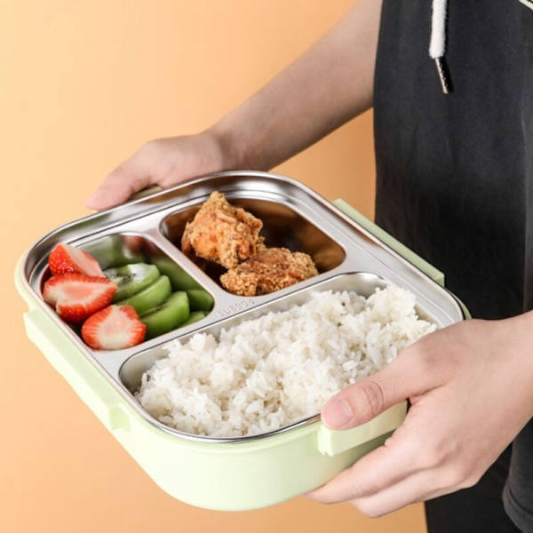 Lunchbox Japansk Stil Lunchbox för Barn Student Matbehållare Material Läckagesäker Kvadratisk Lunchbox med Fack Grön