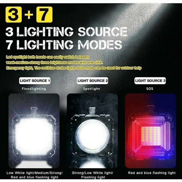 Laddningsbar LED-ficklampa 10000mAh 1200LM Ultra Lång Standby Hög Effekt Vattentät Lykta