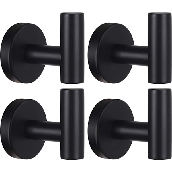 Handdukskrokar 4-pack Badrums Hängare Rockkrok Rostfritt Stål Tung Duty Dörrhängare Handduk Rock Matt Svart
