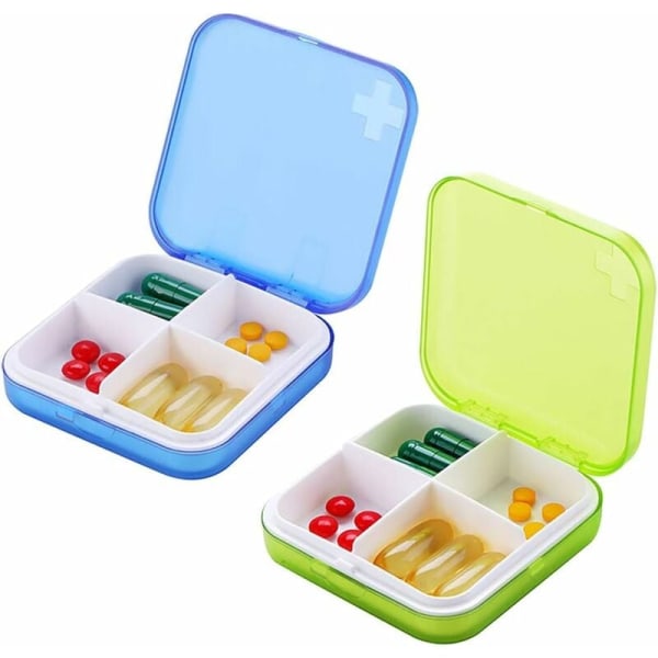 Portable Pill Box Moisture-Proof Medicine Box Pill Pill Holder for Vitamins/Fish Oils/Medicine Perfect for Traveling/Green + Blue-