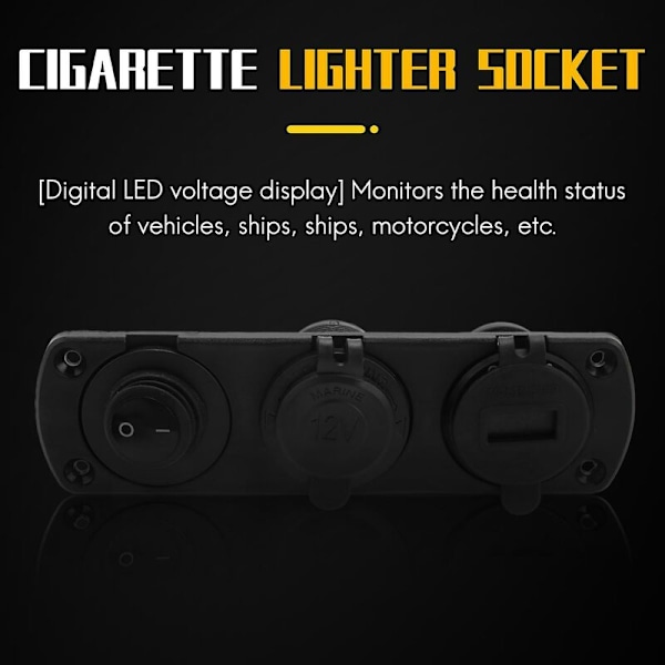 Dobbelt QC3.0 Tændrørstikfordeler, 250W Vandafvisende 12V Dobbelt USB-opladeradapter Stik, Med Al