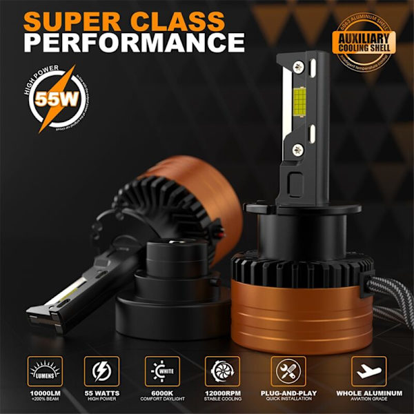 2 kpl 110W 3 kuparista putkea V31 LED uuteen auton ajovalopolttimoon D-sarja 10 000 6 500 K D2/D2S
