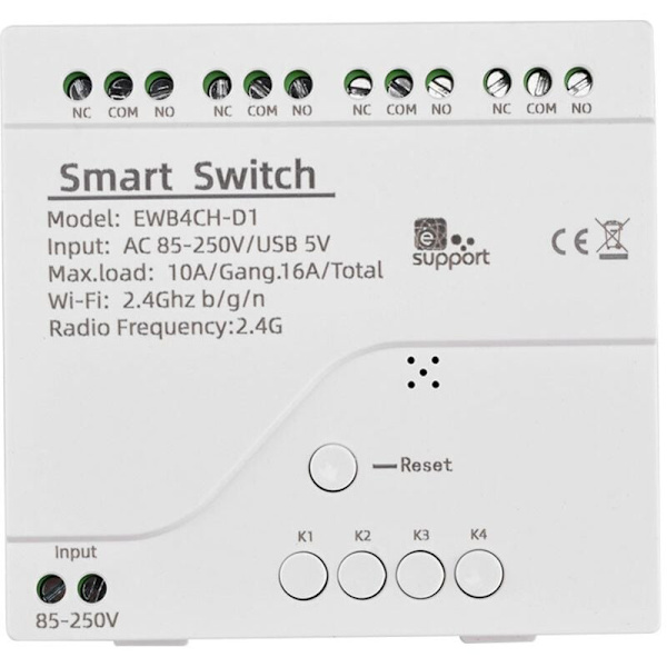 Smart WiFi Bluetooth-relämodul + fjärrkontroll 85-250V på/av-styrenhet 4CH 2.4G WiFi-fjärrkontroll för Alexa
