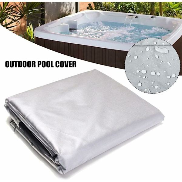 Firkantet Hot Tub Dæksel til Spa, Rektangulært Havebadekar Dæksel i 210D Oxfordstof Vind- og UV-resistent (218x218x30cm, Sølv)