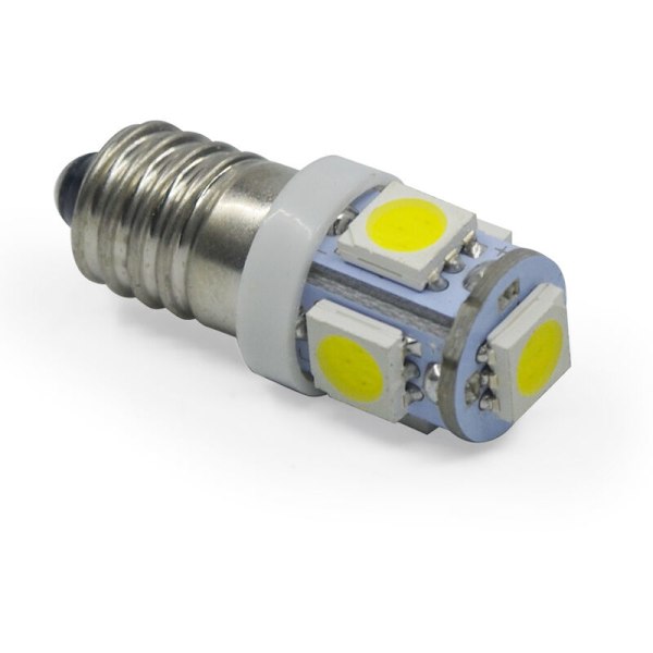 10 st E10 6V Kalla vita LED-lampor 5SMD 0.5W 50LM (Varmvit)