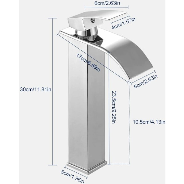 Badrumsblandare, Badrumsblandare, Vattenfallsblandare för Badrum med Vacker Design, Badkarsblandare för Kallt och Varmt Vatten, Krom
