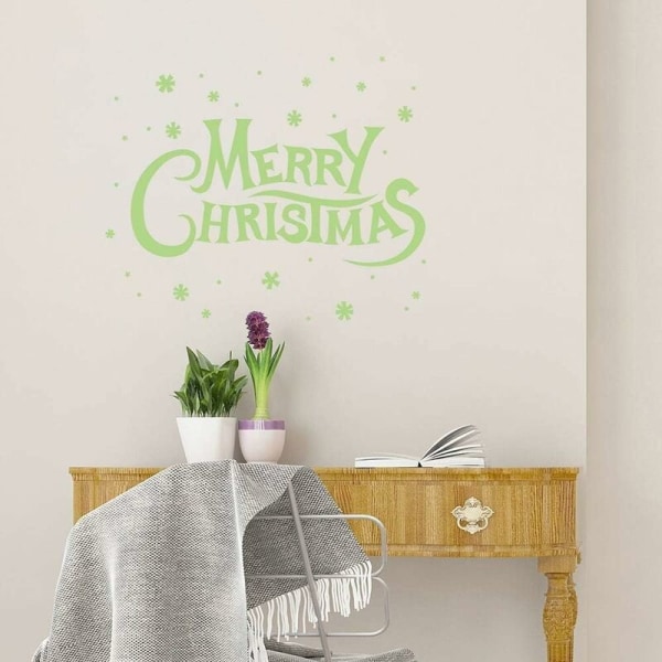 2 stk. Merry Christmas selvlysende vægklistermærke, julebogstaver fluorescerende klistermærke vindue dør klistermærker juledekoration julehjemmeindretning klistermærker-