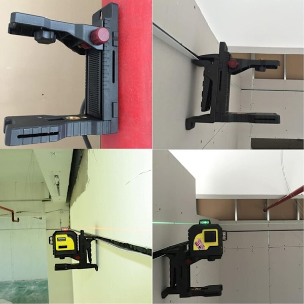 Laserbrakett, finjusteringsbrakett for krysslaser med justerbar klemme, multifunksjonell magnetisk svingbase, med 1/4'' hann- og 5/8'' hunngjenger,