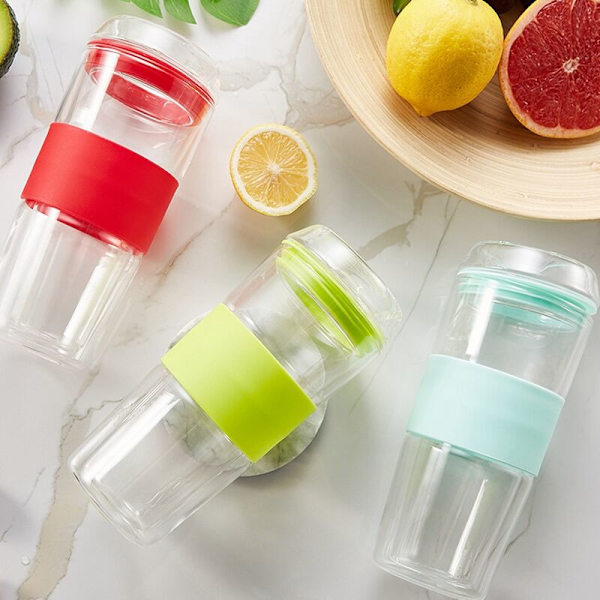 Glasflaska 400 ml Mini Hög Temperatur Resistent Borosilikatglas Flaska för Barn Glasflaska Röd